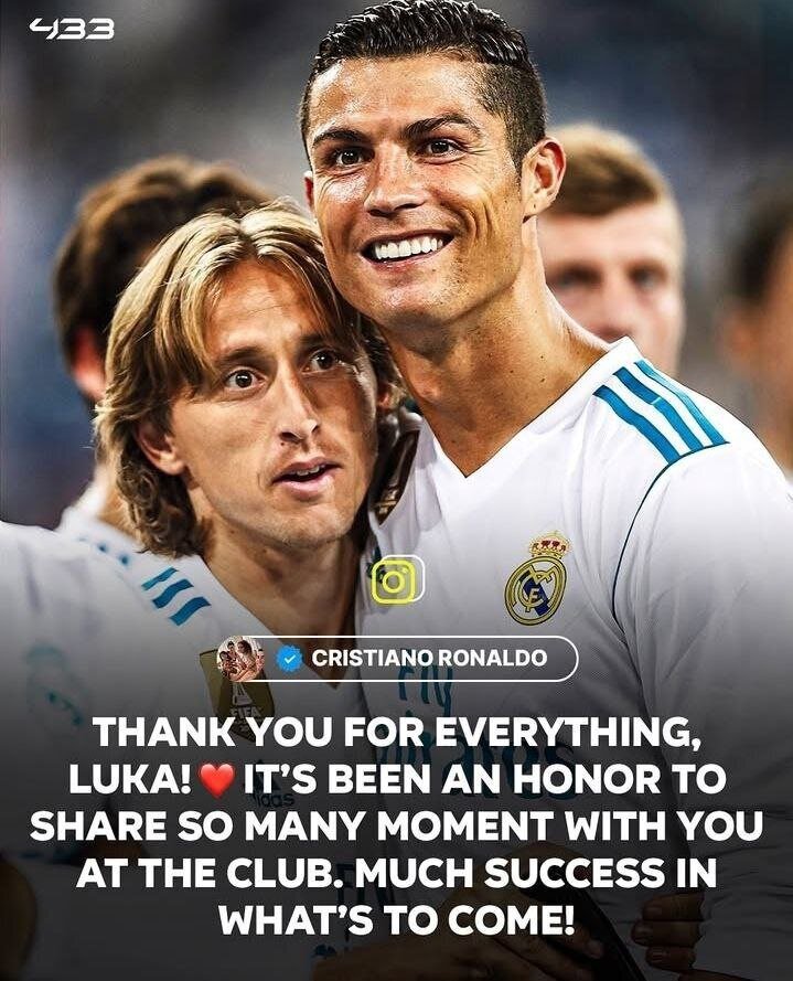 خداحافظی مودریچ با کهکشانیها/ واکنش رونالدو به خداحافظی یار سابق +عکس