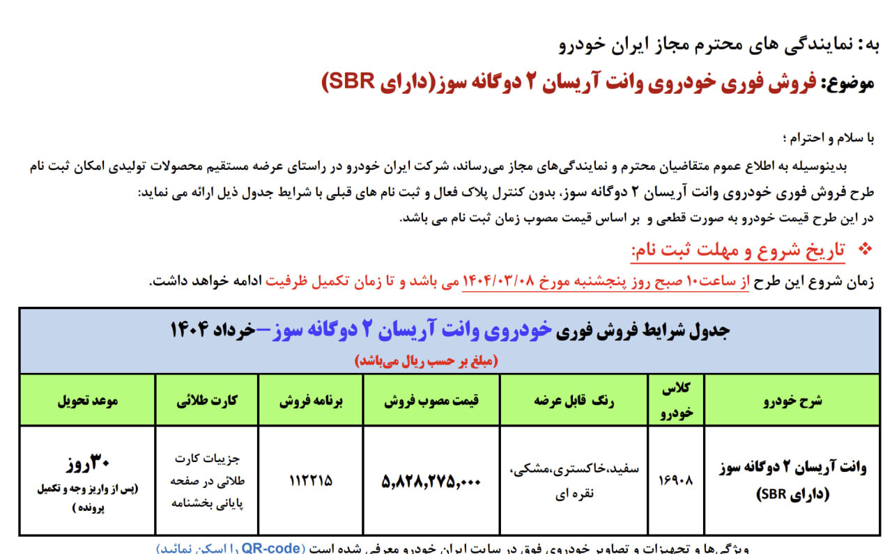 فروش فوق العاده ایران خودرو از 8 خرداد