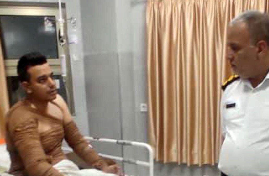 انتشار تصویر پلیسی که توسط یک راننده به آتش کشیده شد