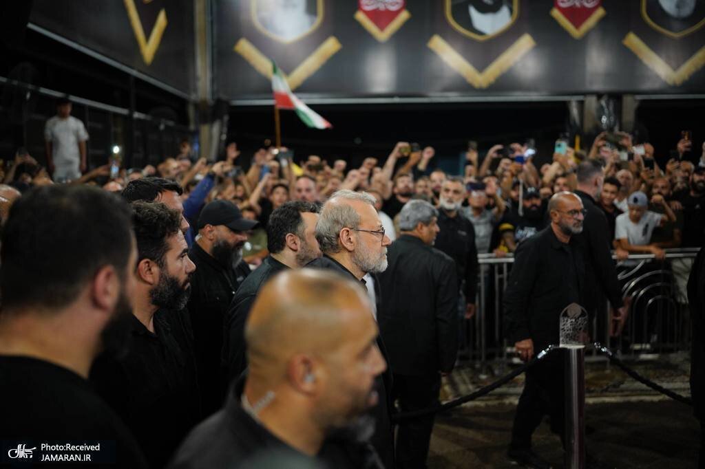 نخستین عکس‌ها از علی لاریجانی بر سر مزار سیدحسن نصرالله منتشر شد