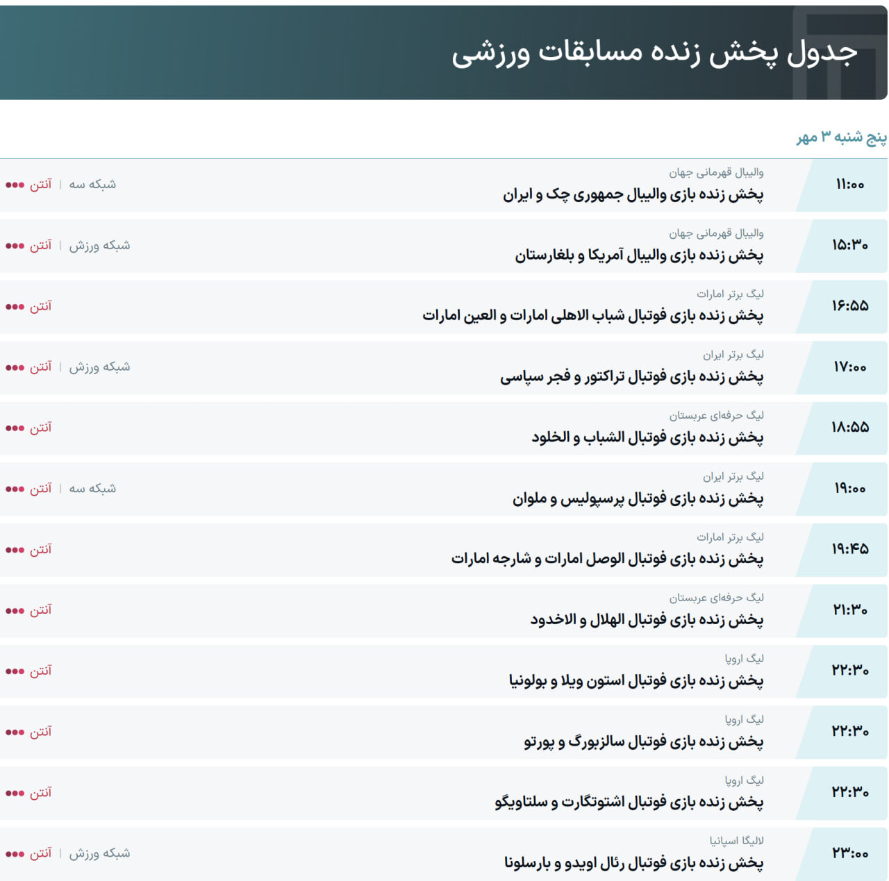 ساعت بازی پرسپولیس و ملوان امروز پنجشنبه ۳ مهر ۱۴۰۴ +برنامه پخش زنده