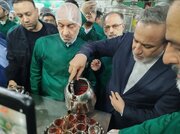 تصویری متفاوت از وزیر خارجه در حال خدمت به زائران حرم رضوی