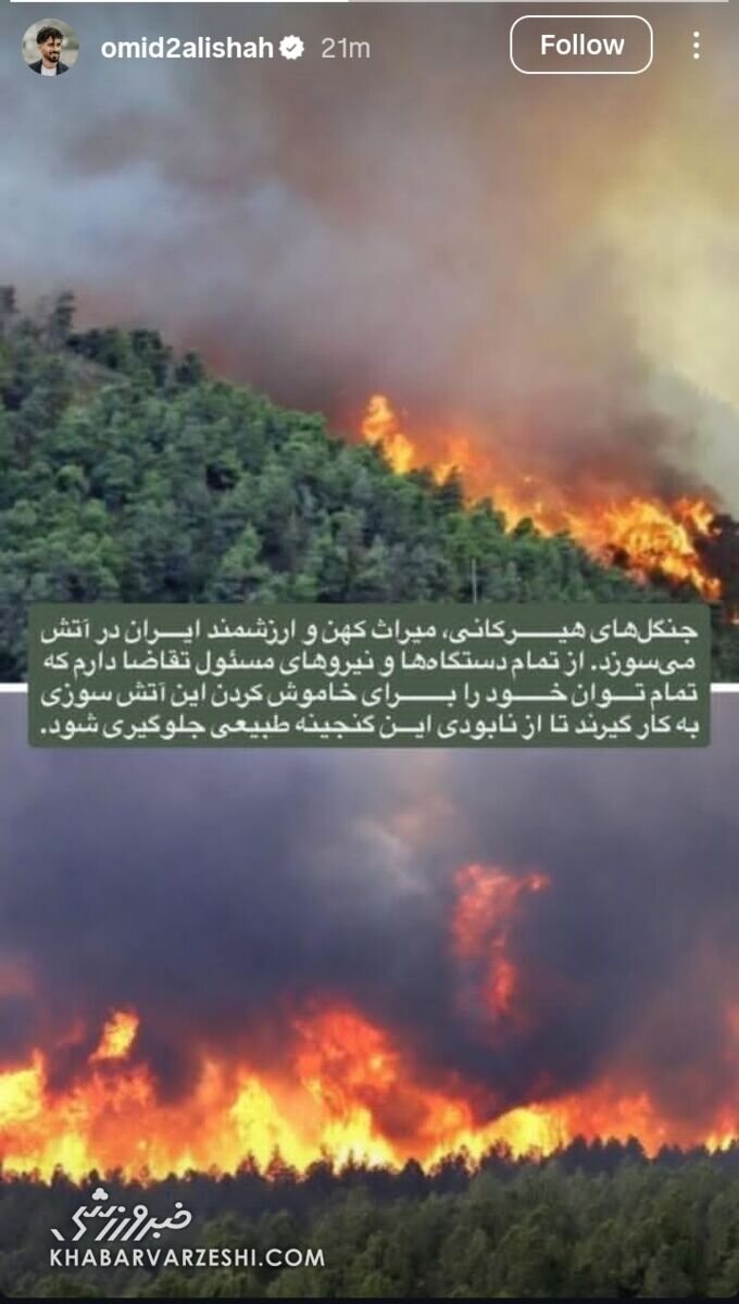 درخواست ویژه کاپیتان پرسپولیس برای نجات جنگلهای هیرکانی