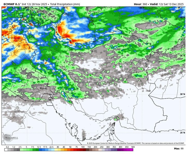 سوپرایز پاییز در راه است؛ برای بارش برف و باران آماده باشید +نقشه هواشناسی