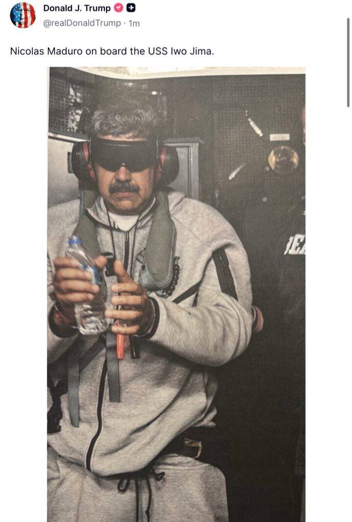 ترامپ تصویری از مادورو را منتشر کرد