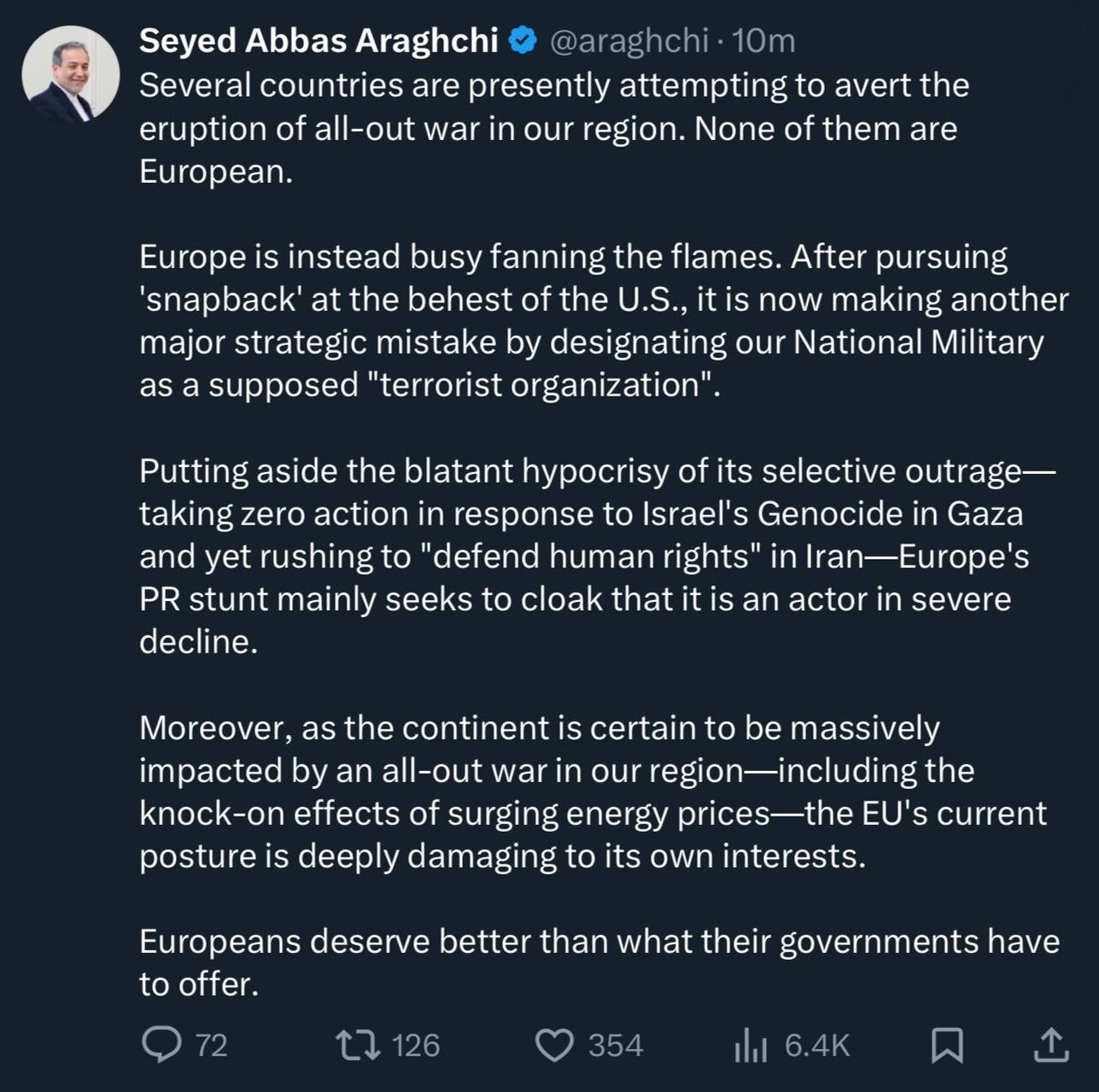 توییت عراقچی