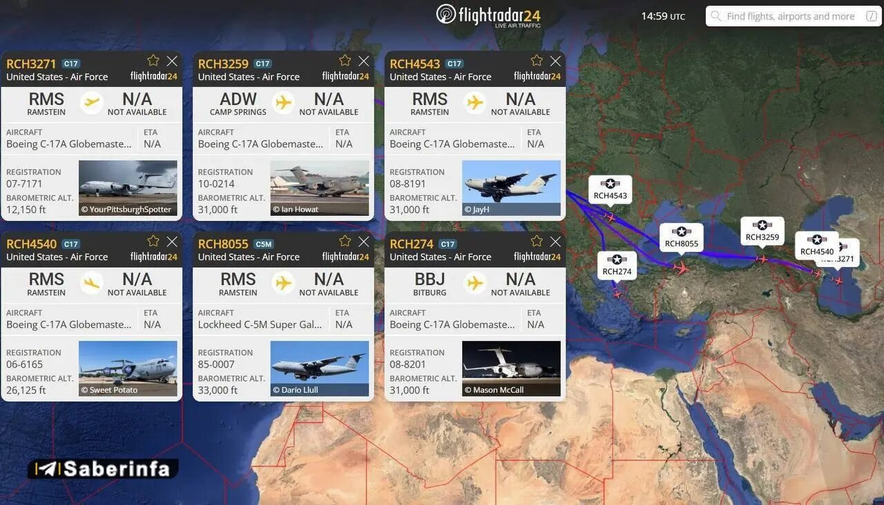 حرکت شبانه هواپیماهای ترابری آمریکا در شمال ایران