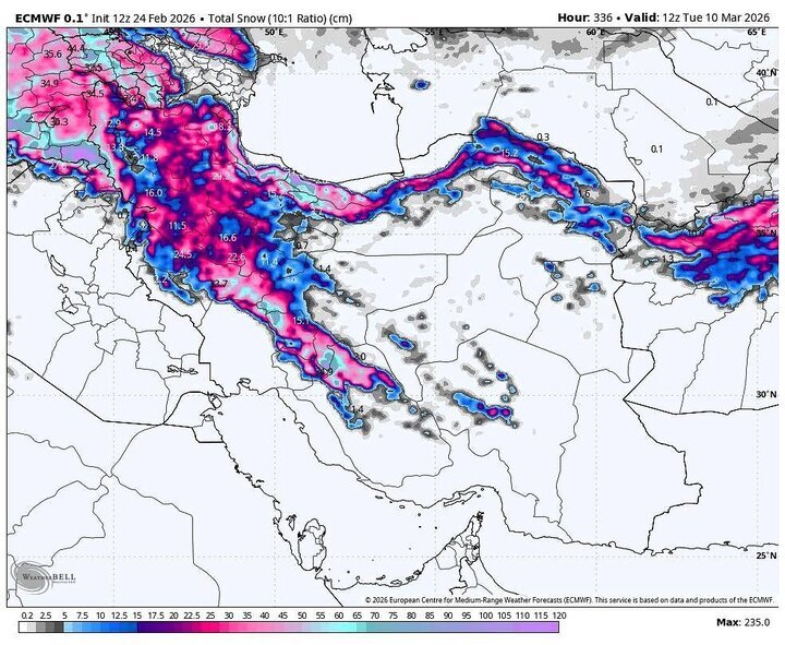 موج بارشی قوی در راه ۲۰ استان؛ برف و باران تشدید می‌شود!