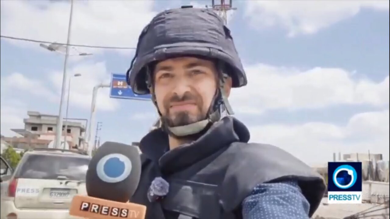 ویدیو| لحظه مجروح شدن خبرنگار پرس‌تی‌وی در حمله پهپادی