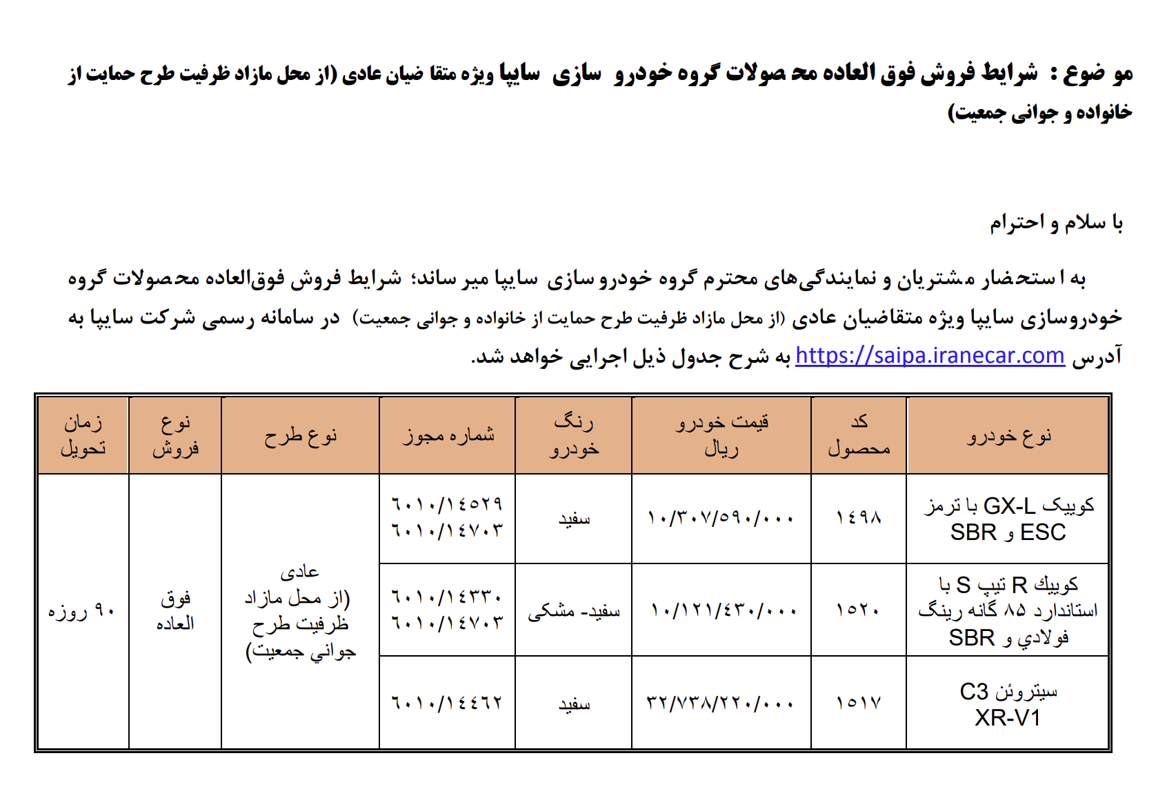 فروش فوقالعاده ۳ خوردو از فردا یکشنبه ۲۵ مرداد ۱۴۰۵ +جدول قیمت