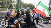 دختران کم‌حجاب با موتور در رزمایش «جان‌فدای ایران» +عکس