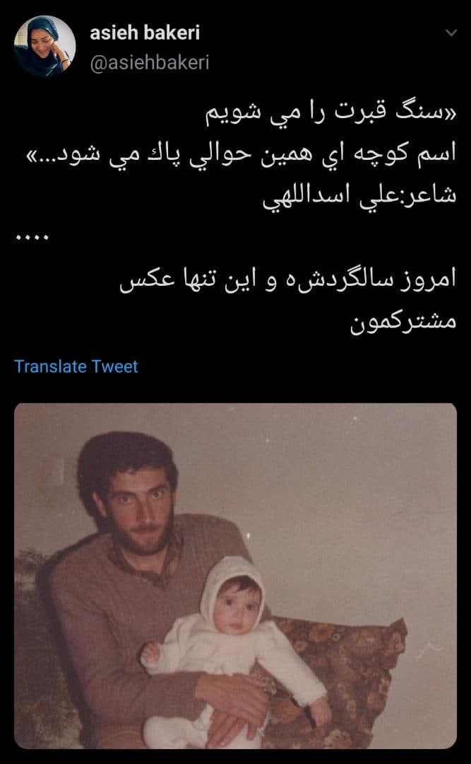 عکسی که دختر شهید باکری برای روز پدر منتشر کرد