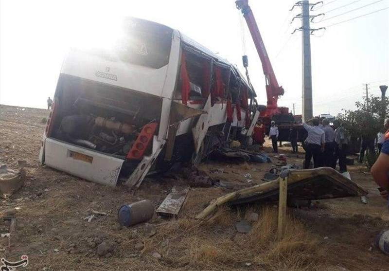 واژگونی اتوبوس فوتسالیست‌ها در جاده کرج ـ چالوس