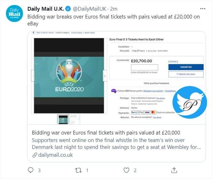 قیمت بلیت فینال یورو ۲۰۲۰ چند میلیون تومان است؟