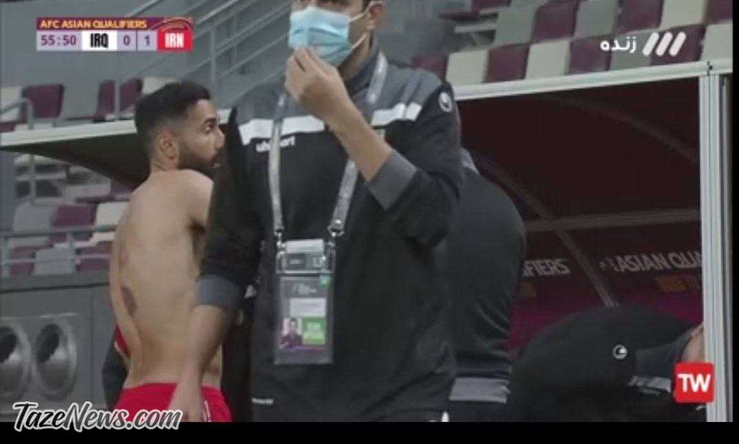 عکس عجیب از کمر سامان قدوس در بازی با عراق!