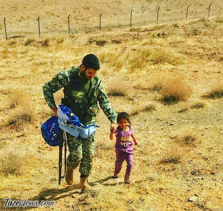 عکس| کودک افغان به تکاوران ارتش ایران پناه آورد