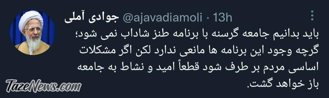 کنایه یک مرجع تقلید به دولت و خندوانه! +عکس