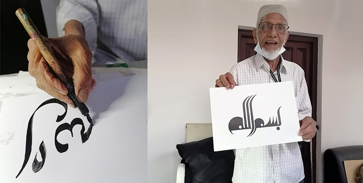 وقتی هنر زبان تمام دنیاست؛ مرد هندی که بدون دانستن زبان عربی یک خطات ماهر است +عکس