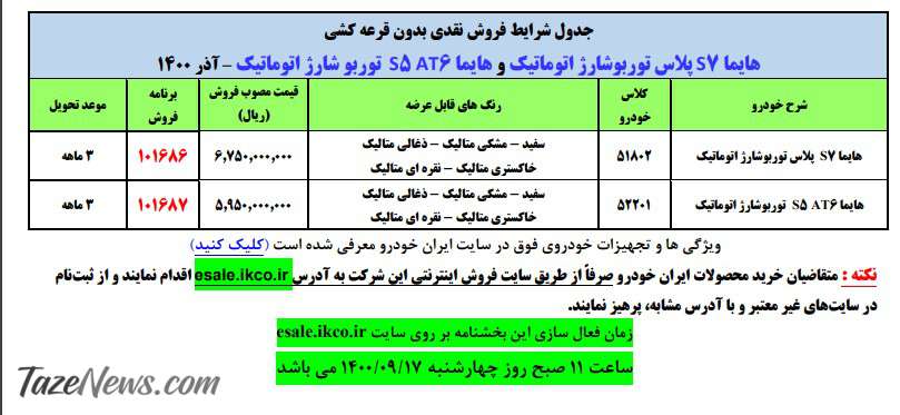 اعلام زمان فروش فوق العاده دو محصول ایران خودرو +جدول قیمت