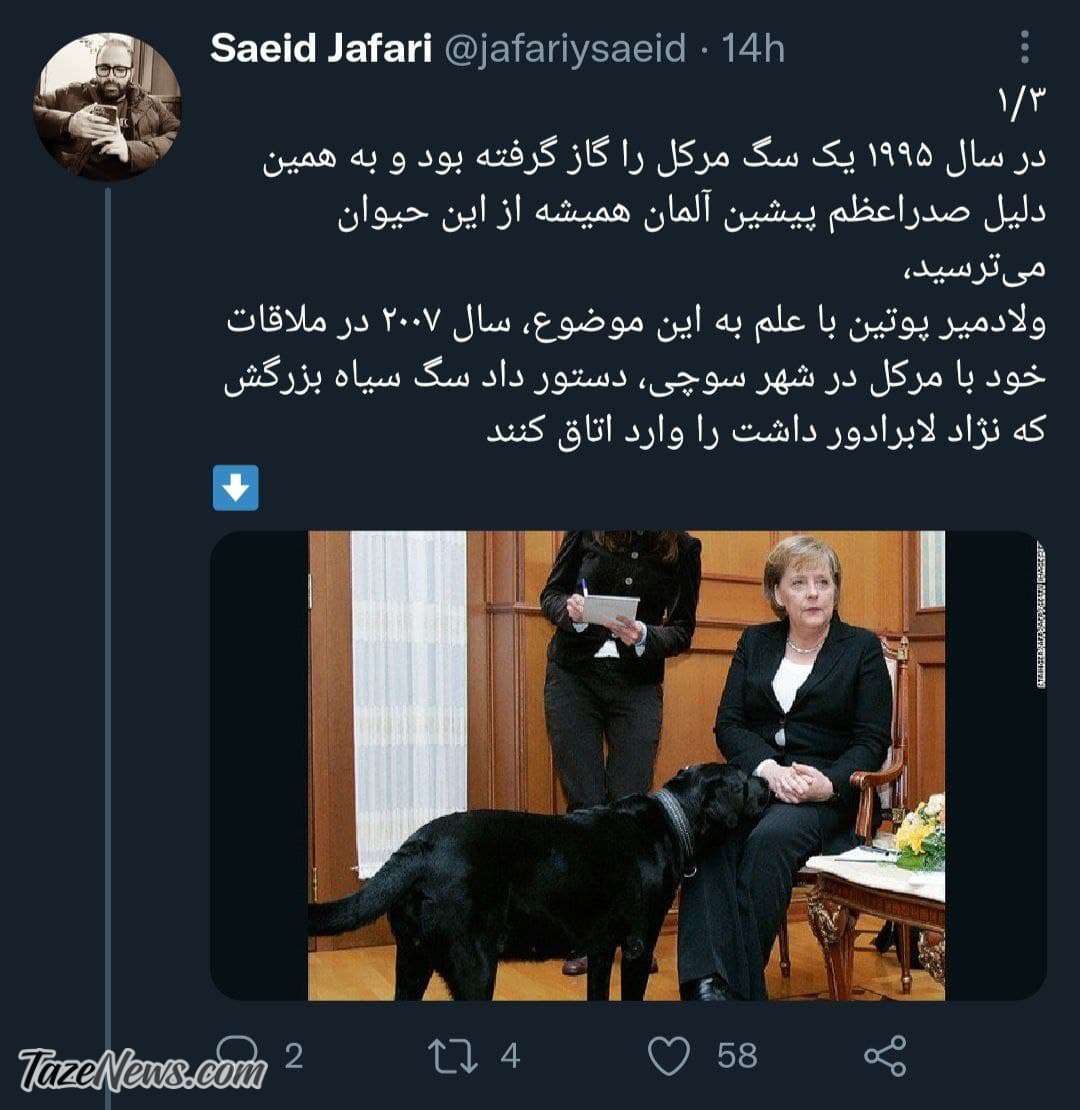وقتی پوتین با سگ سیاهش آنگلا مرکل را تحقیر کرد! +عکس
