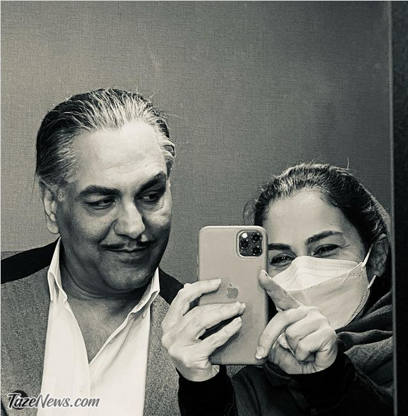 تینا پاکروان و مهران مدیری در پشت صحنه سریال خاتون +عکس
