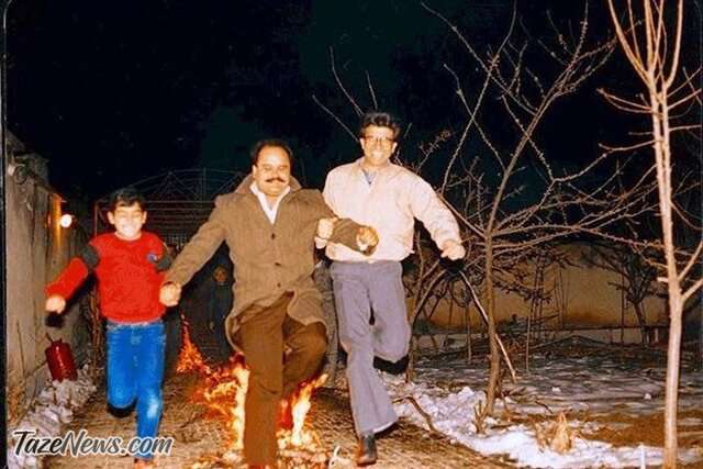 عکسی قدیمی از شجریان‌ها و اکبر عبدی در چهارشنبه‌سوری