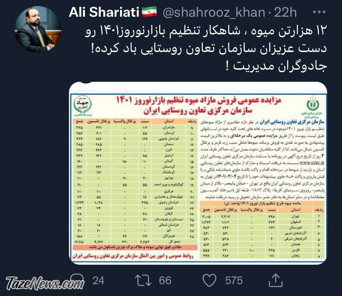 ۱۲هزار تن میوه در انبارها؛ شاهکار مدیریت بازار دولت رئیسی!