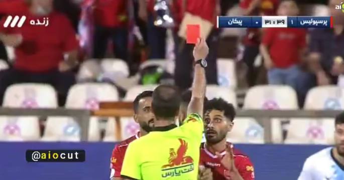 ویدئو| کارت قرمز و اخراج امید عالیشاه مقابل پیکان