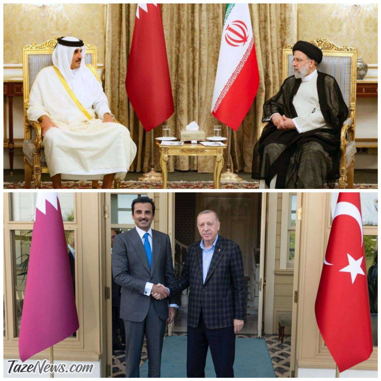 عکس| تفاوت پوشش امیر قطر کنار رئیسی و اردوغان