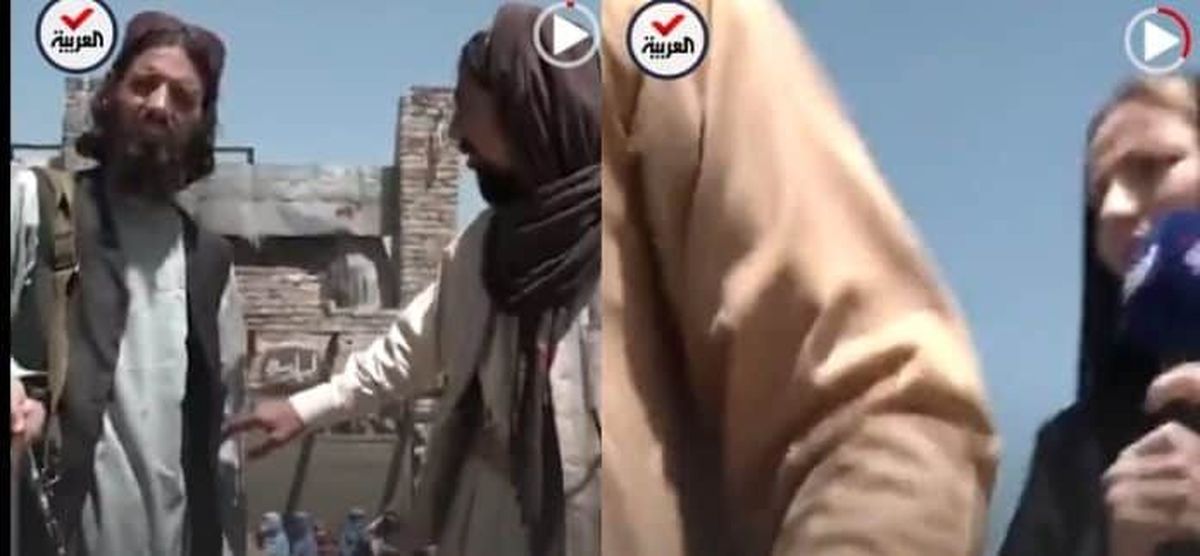 شلاق زدن به زن خبرنگار هنگام پخش زنده توسط طالبان +ویدئو
