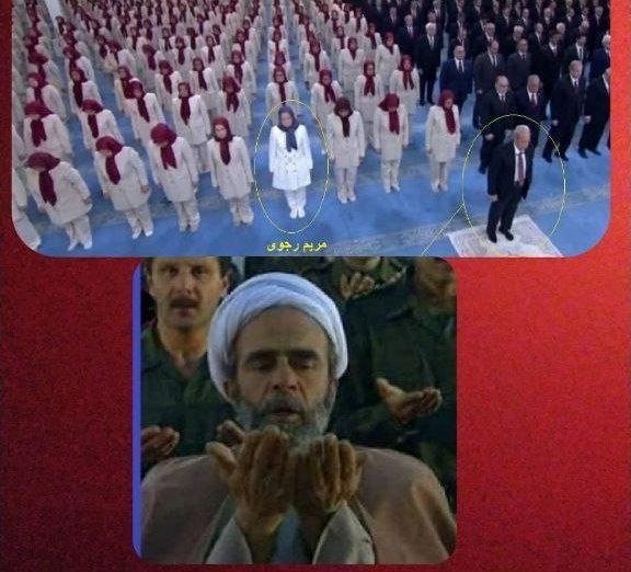 عکس جنجالی از نماز جماعت فرقه رجوی/ پیش‌نماز منافقین کیست؟
