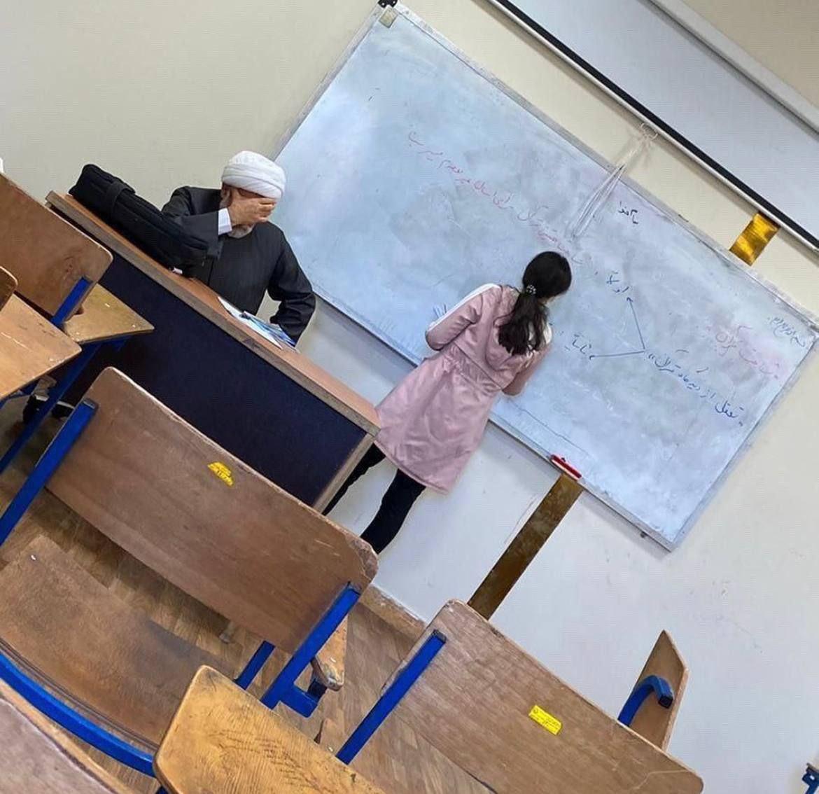 تصویری از دانشجوی بی‌حجاب در کلاس درس یک روحانی