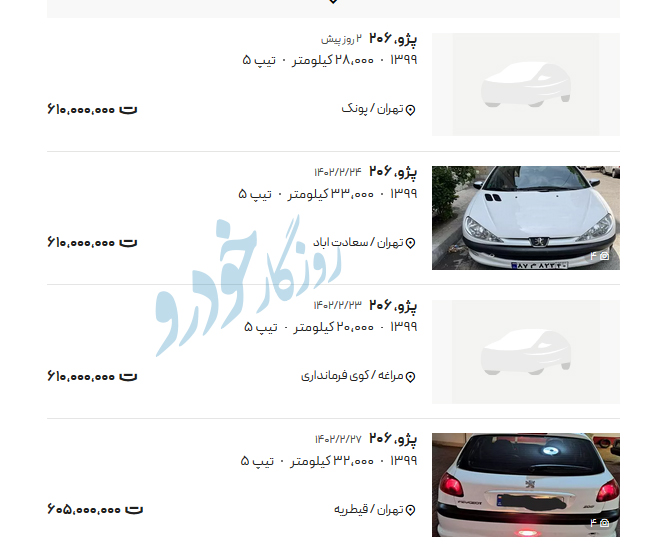 افزایش نجومی قیمت خودرو ادامه دارد؛ ۲۰۶ هم قیمت لندکروز شد! +عکس