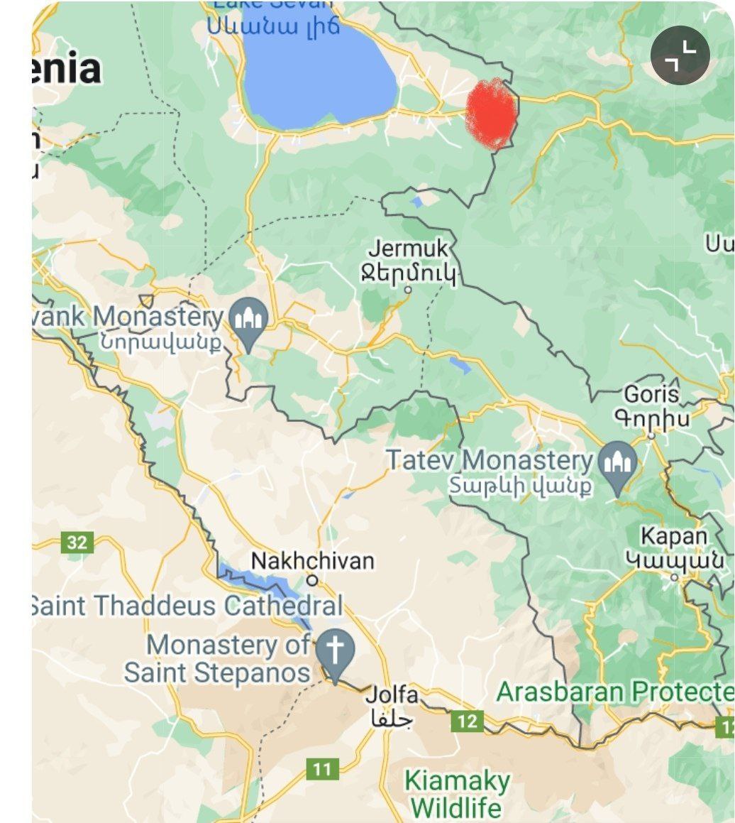 نقشه تقریبی بخشی از ارمنستان که توسط آذربایجان مورد حمله موشکی قرار گرفت +عکس نقشه تقریبی بخشی از ارمنستان که توسط آذربایجان مورد حمله موشکی قرار گرفت +عکس