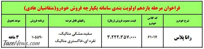 فروش فوق‌العاه یک محصول ایران خودرو تحویل پاییز ۱۴۰۲ +جدول قیمت