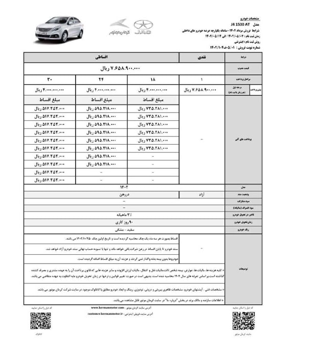 فروش اقساطی یک خودرو از شنبه ۷ مرداد ۱۴۰۲ +جدول قیمت فروش اقساطی یک خودرو از شنبه ۷ مرداد ۱۴۰۲ +جدول قیمت