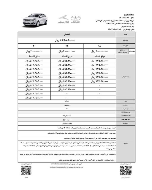 فروش اقساطی یک خودرو از امروز ۱۸ تیر ۱۴۰۲ آغاز شد +جدول قیمت