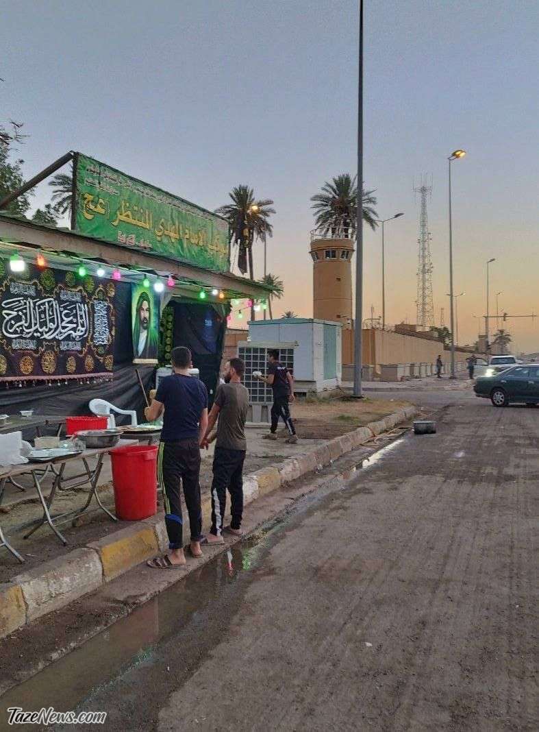 موکب کنار سفارت آمریکا در بغداد سوژه شد +عکس