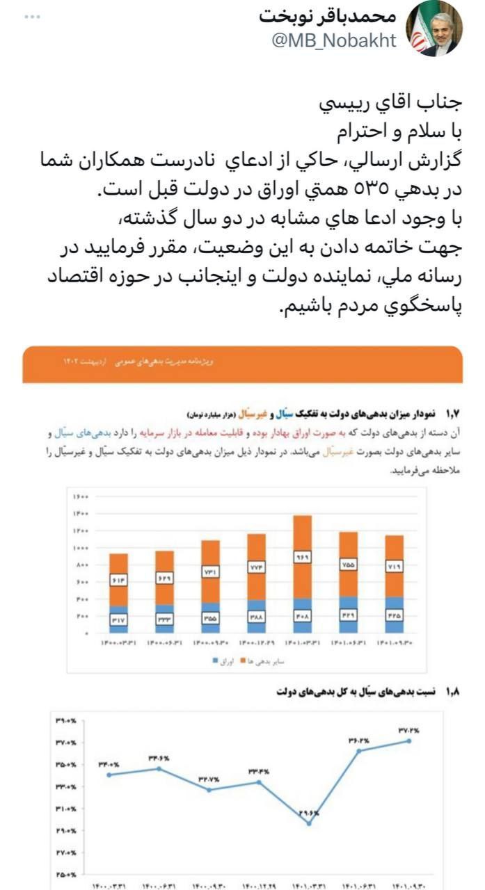 نوبخت درخواست مناظره با نماینده دولت در صدا و سیما را مطرح کرد +عکس نوبخت درخواست مناظره با نماینده دولت در صدا و سیما را مطرح کرد +عکس