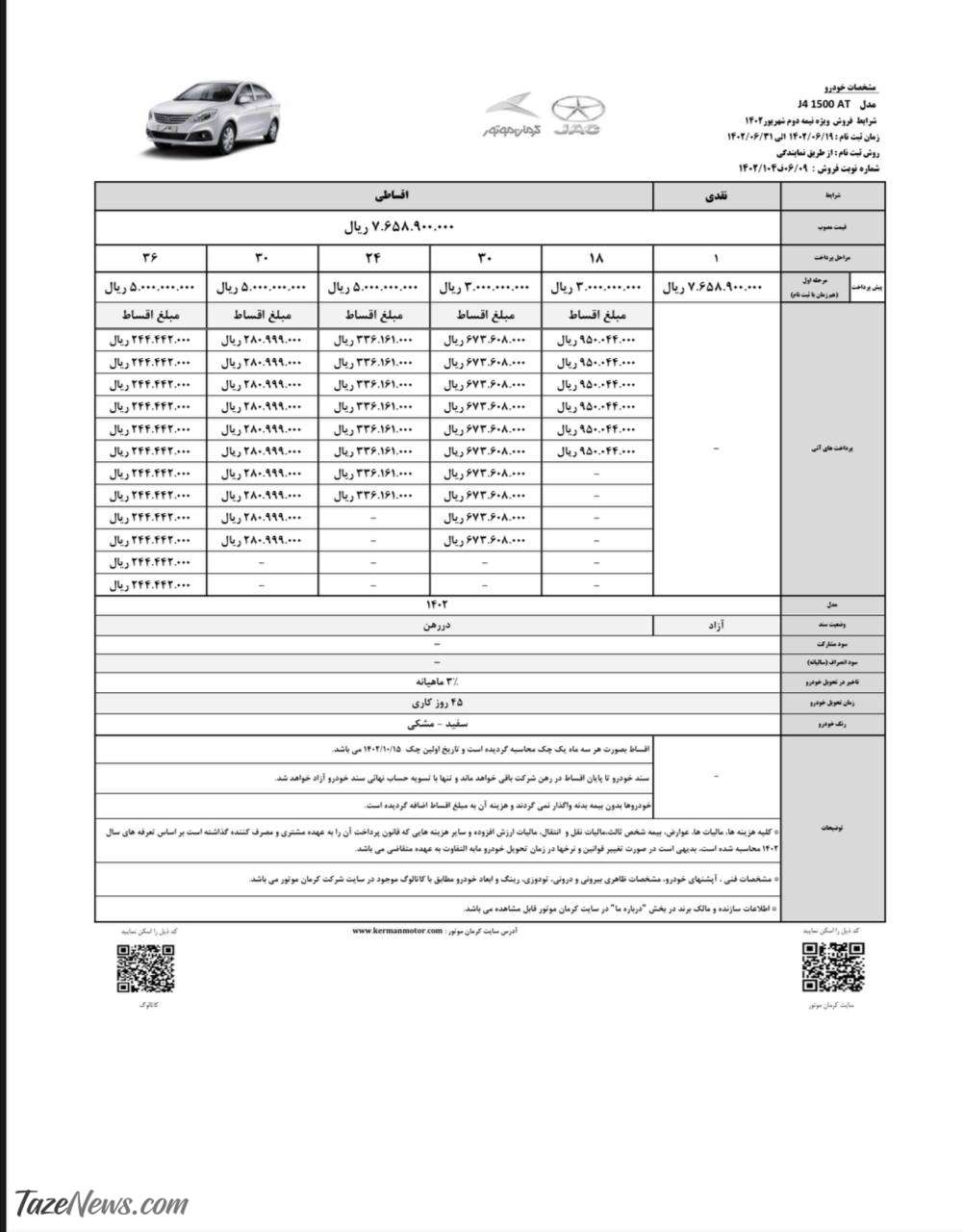 ثبت نام فروش اقساطی و پیش فروش یک خودرو از امروز یکشنبه ۱۹ شهریور +قیمت