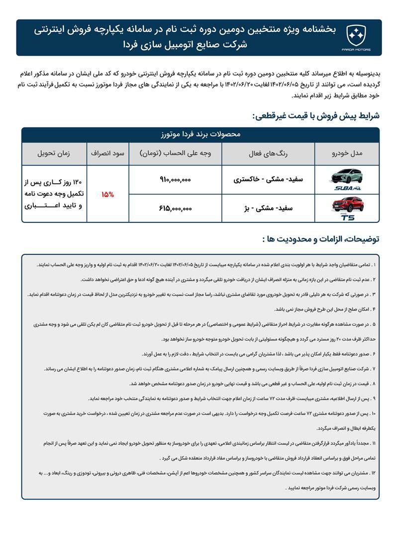 پیش فروش ۲ خودرو با تحویل ۱۲۰ روزه +جدول قیمت و جزئیات