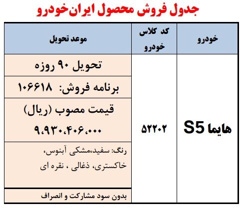فروش فوق‌العاده ۱ محصول ایران خودرو ویژه آبان ۱۴۰۲ +جدول قیمت