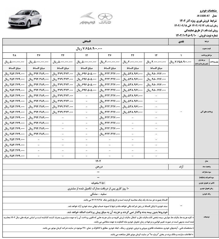 ثبت نام فروش اقساطی یک خودرو تحویل ۱۰ روزه +جدول قیمت