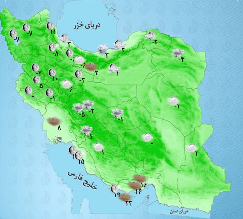 ادامه بارش برف و باران در کشور +نقشه هواشناسی امروز ادامه بارش برف و باران در کشور +نقشه هواشناسی امروز