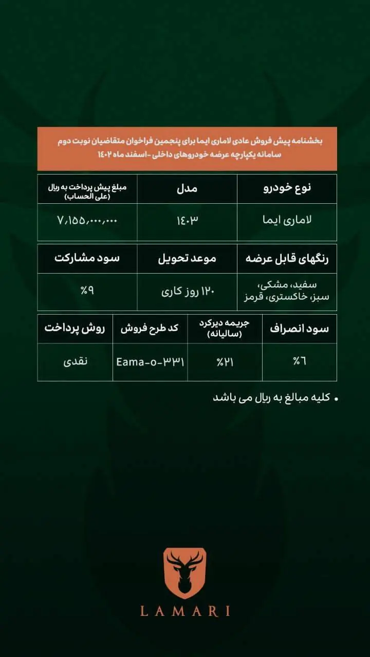 پیش فروش یک خودرو از سه‌شنبه ۸ اسفند ۱۴۰۲