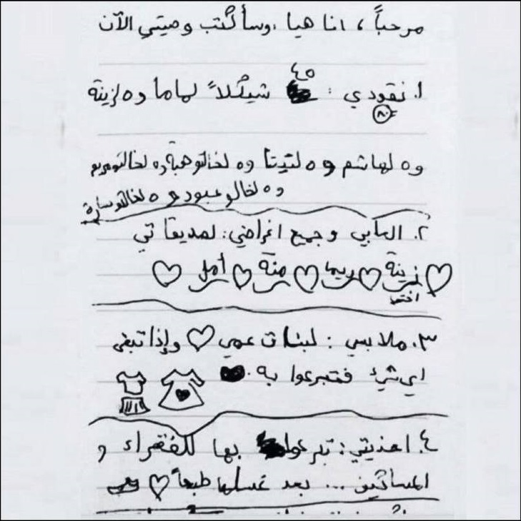 وصیت نامه کودک غزه ای: اسباب بازی هایم را به دوستانم بدهید +عکس وصیت نامه کودک غزه ای: اسباب بازی هایم را به دوستانم بدهید +عکس