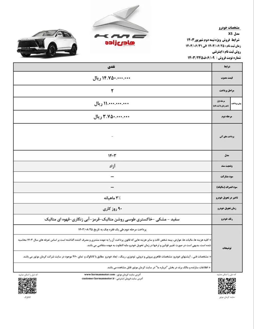 فروش نقد و اقساط ۲ خودرو از یک‌شنبه ۲۵ شهریور ۱۴۰۳ +جدول قیمت