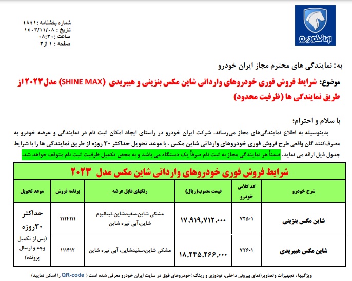 فروش جدید ایران‌خودرو از شنبه ۱۳ بهمن ۱۴۰۳ +جدول قیمت