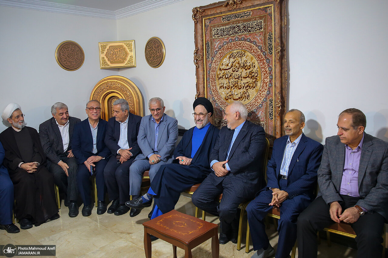 حضور ظریف، فاطمه مهاجرانی و ابطحی دیدار نوروزی سیاسیون با محمد خاتمی +تصاویر